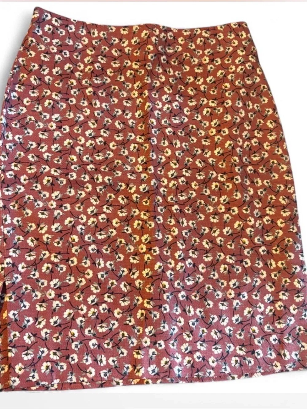 LOFT Rust Floral Pencil Skirt